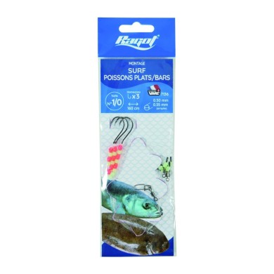 Montage Ragot Surf Poissons plats et Bars 3 hameçons-