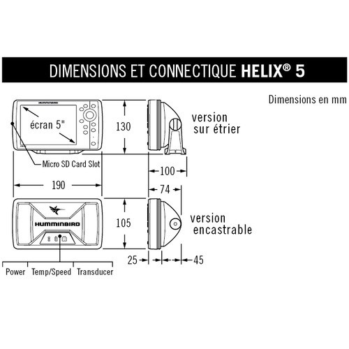 Humminbird Helix 5 G2 HD Dimensions