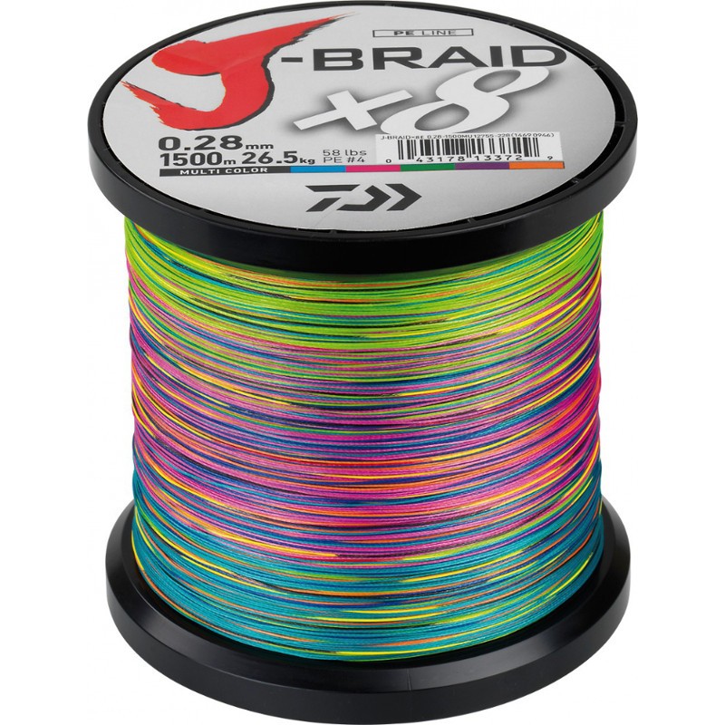 Daiwa J Braid X8 Tresse Multicolor 1500m