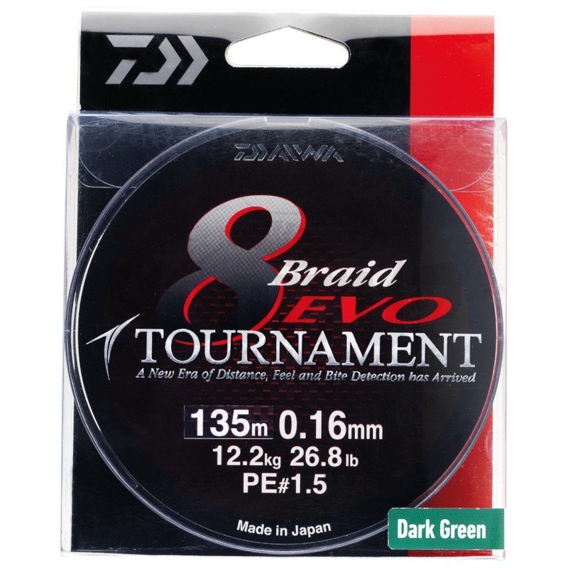 Daiwa Tournament 8 Braid EVO Tresse Dark Green - 135M