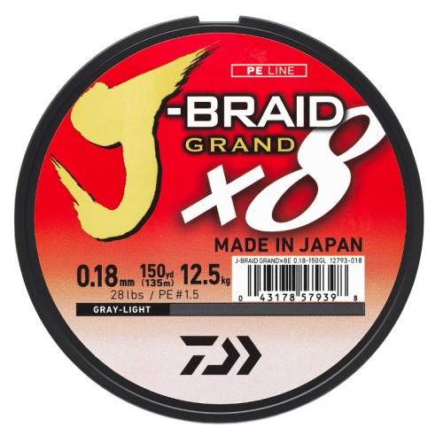 Daiwa J Braid Grand X8 Tresse Grise - 135M