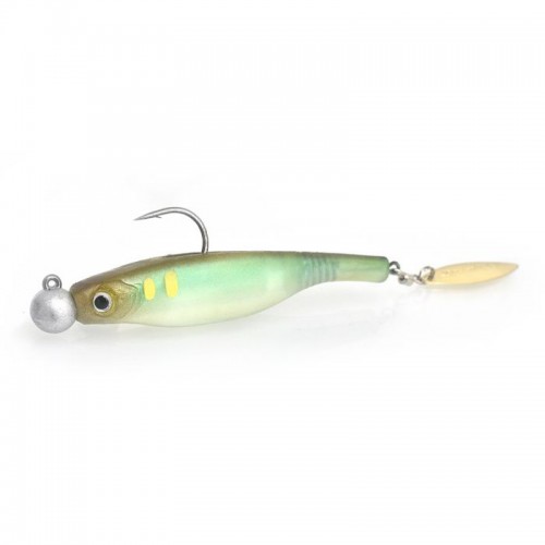 Hyperlastics Dartspin Pro 5-1/2 140mm Soft Plastic Fishing Lure with Weighted EWG Hook and Spinner Willow Blade 