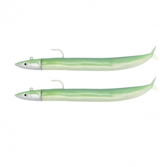 Fiiish Crazy Sand Eel Double Combo 150mm/6" - 2 montésCouleurs:Off Shore - 20g - Pearl Green - 2pcs/pk