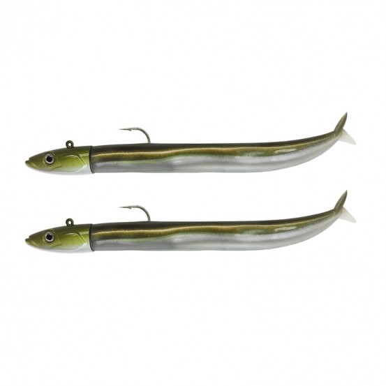 Fiiish Crazy Sand Eel Combo 180mm/7" - 1 monté + 1 corps de rechangeColor:X Deep - 55g - Khaki