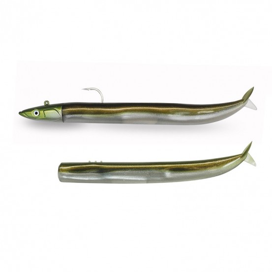 Fiiish Crazy Sand Eel Combo 220mm/8.5" - 1 monté + 1 corps de rechangeCouleurs:Off Shore - 60g - Khaki
