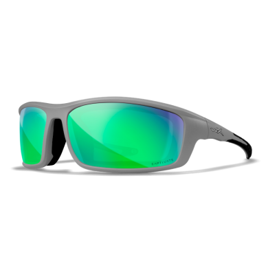 Wiley X Polarizing Goggles Grid Captivate Green Mirror/Matte Cool Grey Frame