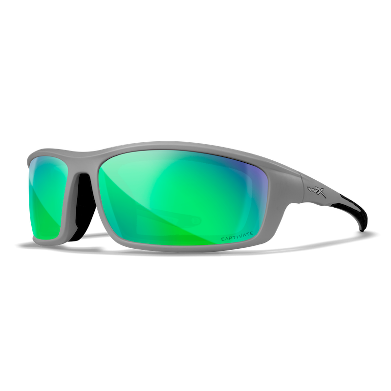 Wiley X Lunettes Polarisantes Grid Captivate Green Mirror/Matte Cool Grey Frame