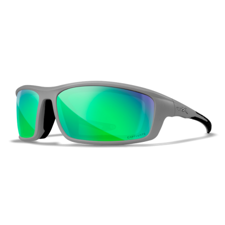 Wiley X Lunettes Polarisantes Grid Captivate Green Mirror/Matte Cool Grey Frame