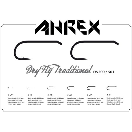 Ahrex FW501 Dry Fly Traditional Barbless - 24pcs/pk