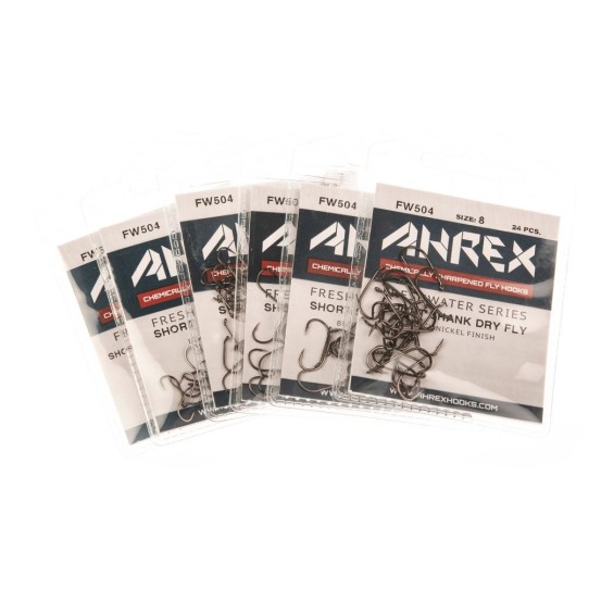 Ahrex FW504 Short Shank Dry Barbed - 24pcs/pk