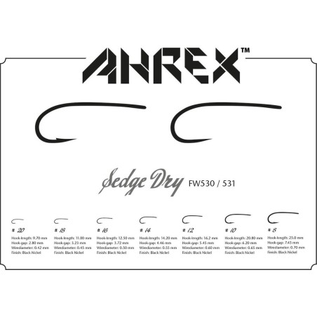 Ahrex FW530 Sedge Dry Hook Barbed - 24pcs/pk