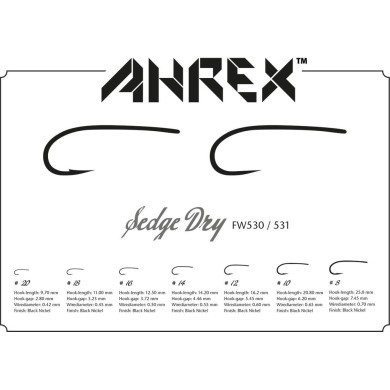 Ahrex FW531 Sedge Dry Hook Barbless - 24pcs/pk