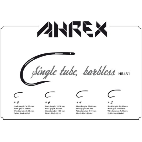 Ahrex HR431 Tube Single Barbless - 12pcs/pk