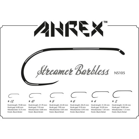 Ahrex NS105 Streamer Barbless - 18pcs/pk