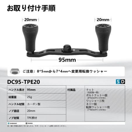 Gomexus Manivelle Carbone de 95mm Poignées TPE pour Shimano Daiwa Abu Lew's