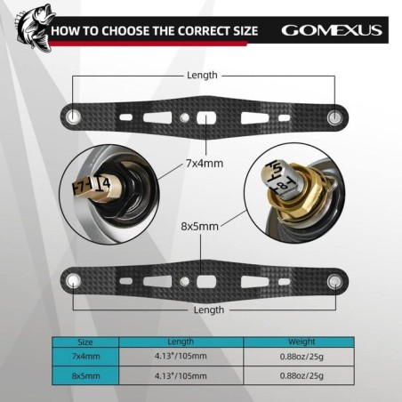 Gomexus Manivelle Carbone de 105mm pour Shimano Daiwa Abu Lew's