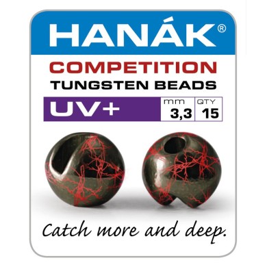 Billes tungstène Hanak UV+ - Noir et rouge fluo UV-