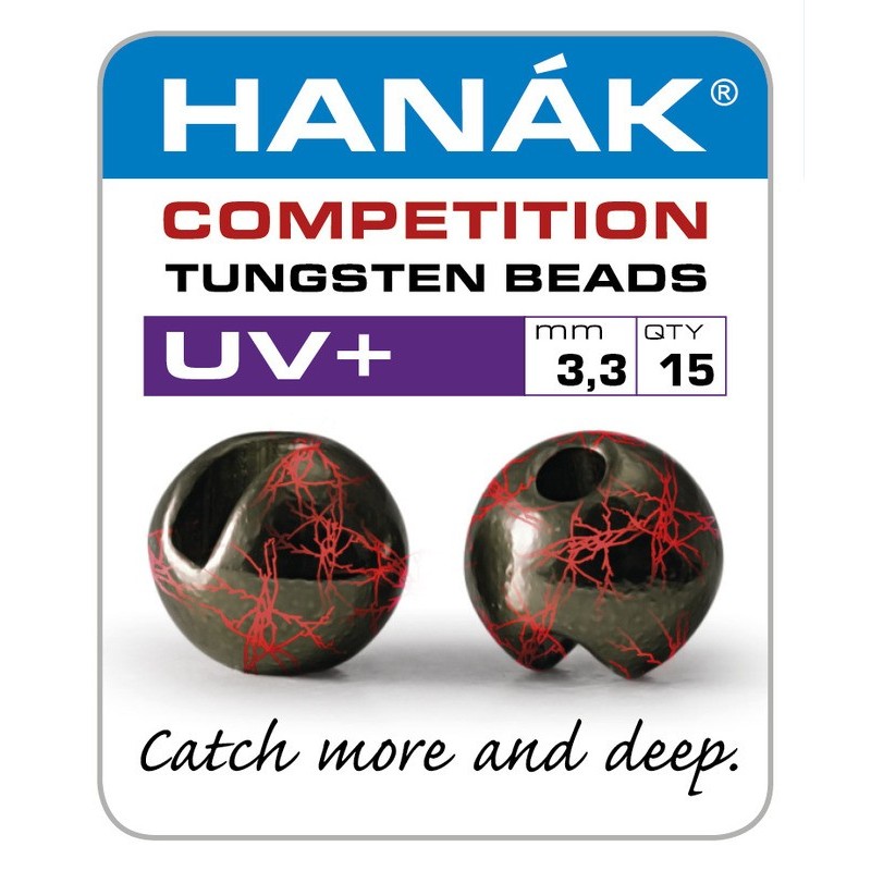 Billes tungstène Hanak UV+ - Noir et rouge fluo UV-