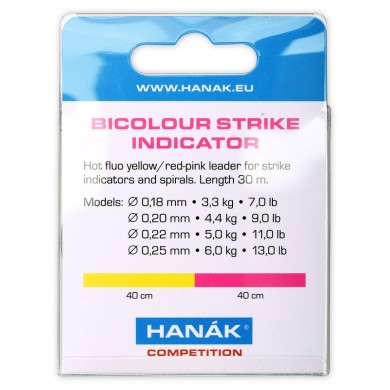 Fil indicateur bicolore Hanak rose fluo / chartreuse 30 m-