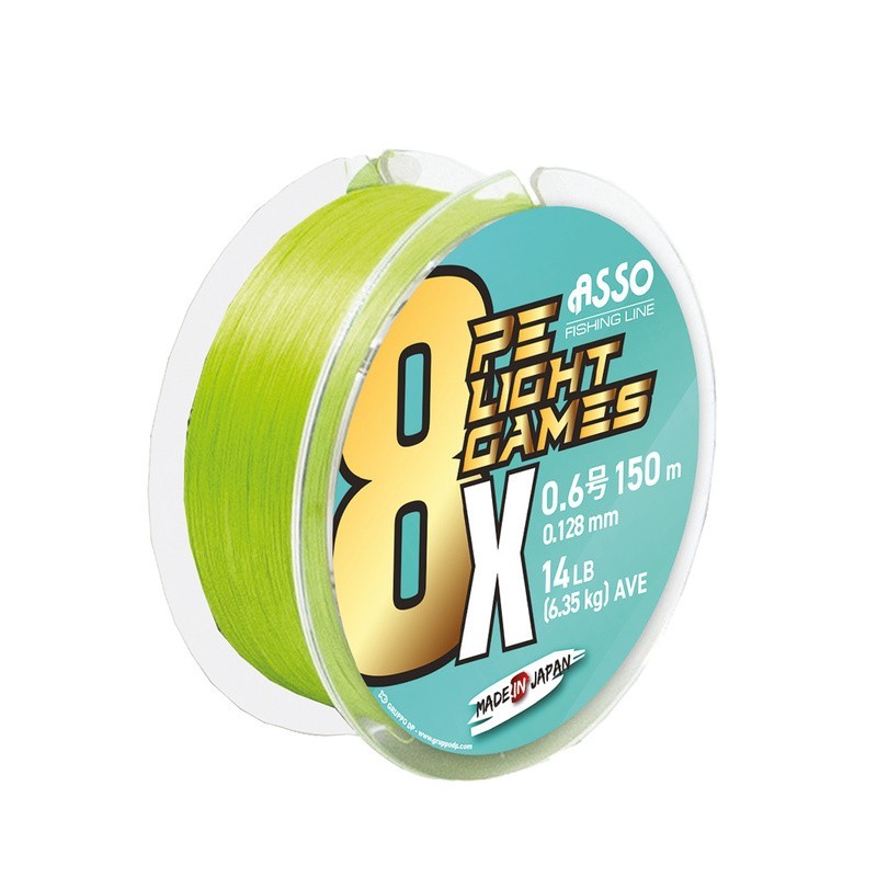 Asso Tresse Light Games 8X PE - 150 M - Fluo Green-
