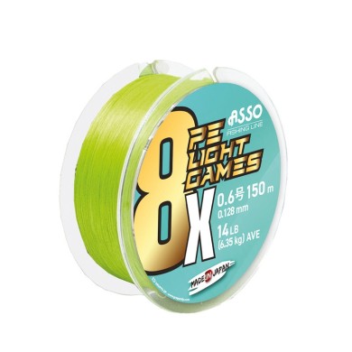 Asso Tresse Light Games 8X PE - 150 M - Fluo Green-