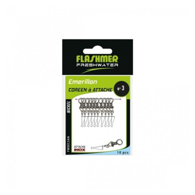 Flashmer Émerillon Coréen nickelé à agrafe inox FW – par 10-