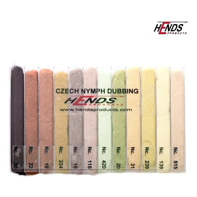 Hends Czech Nymph Dubbing Box - 12 couleurs naturelles-