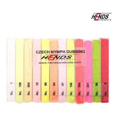 Hends Czech Nymph Dubbing Box - 12 couleurs vives-