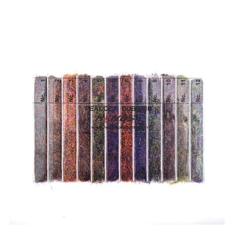 Hends Peacock Dubbing Box - 12 couleurs-
