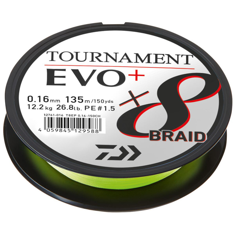 Acheter Tresse pour la Peche 8 Brins Daiwa Tournament 8 Braid EVO + Dark Green - 135M