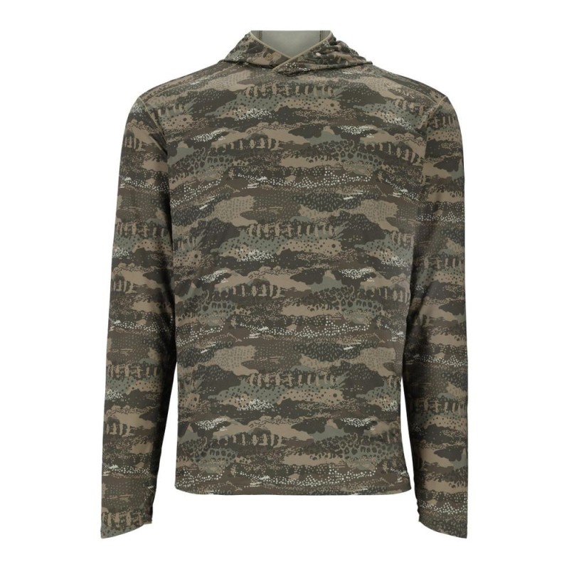 Sweat à Capuche Simms SolarFlex® Pour Homme – Camouflage Neptune – Taille XXL – Pêche